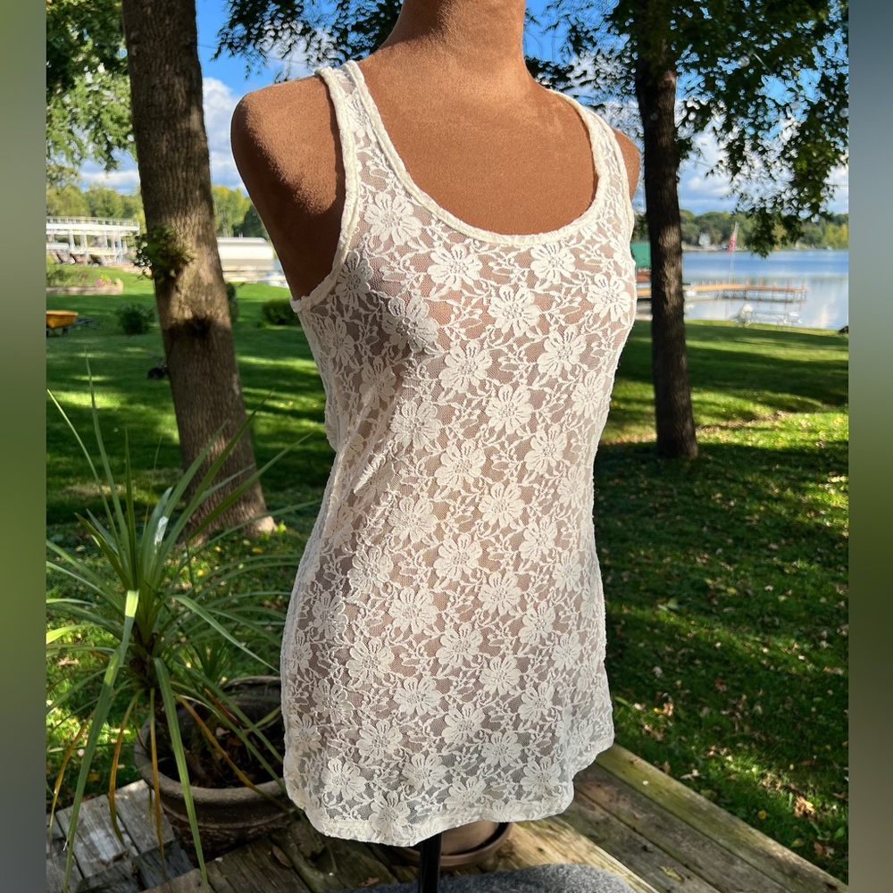 Garage Cream / Off white Floral Lace Top